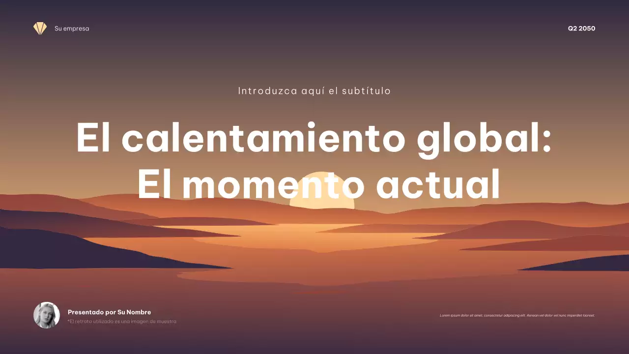 Presentación minimalista del clima en naranja