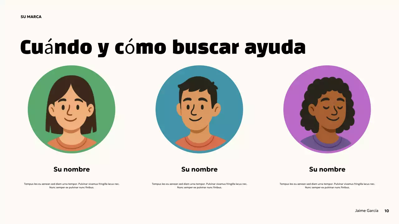 Presentación de salud mental en negrita naranja