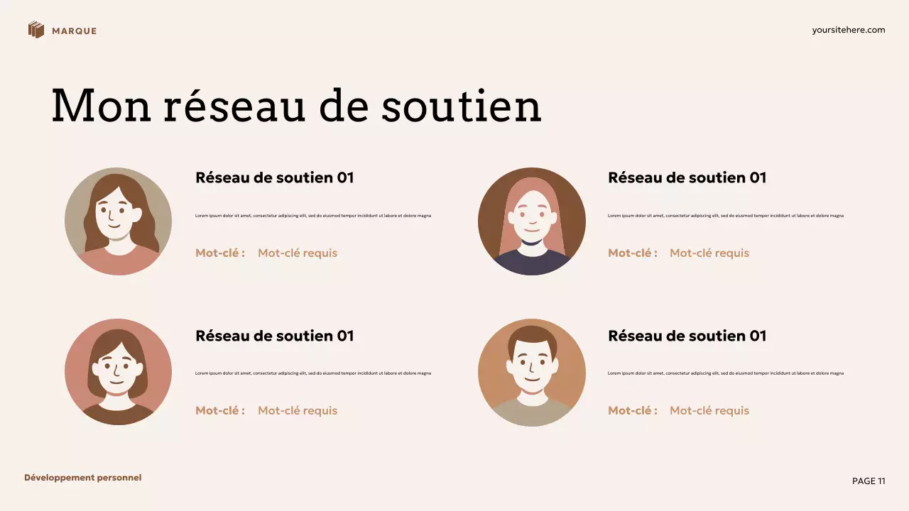 Présentation de développement personnel floral beige et marron