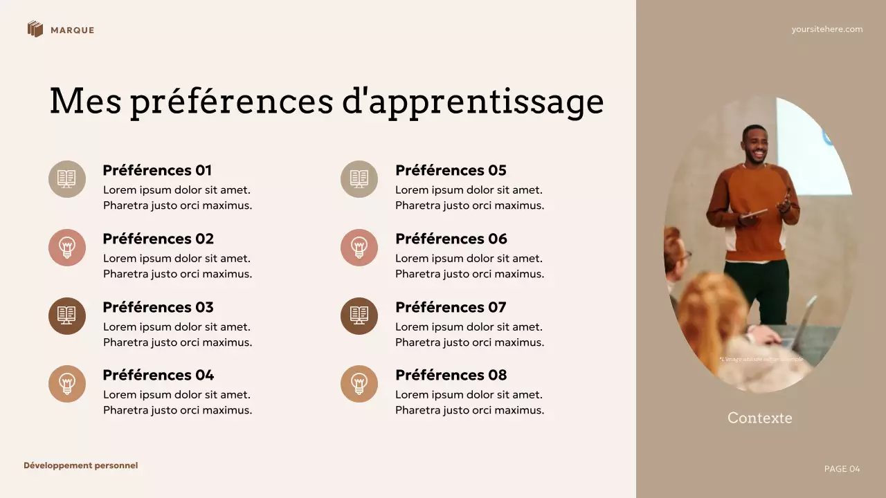 Présentation de développement personnel floral beige et marron