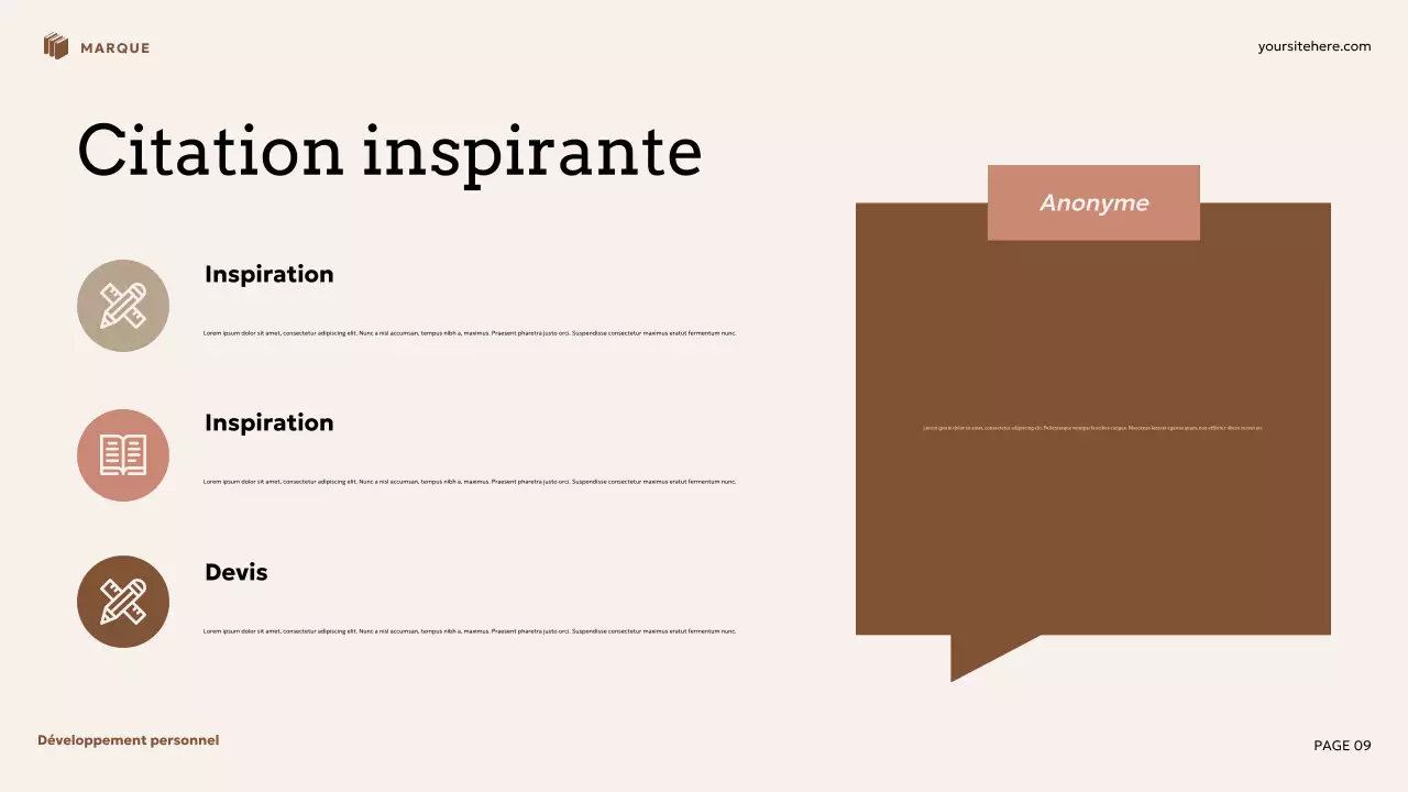 Présentation de développement personnel floral beige et marron