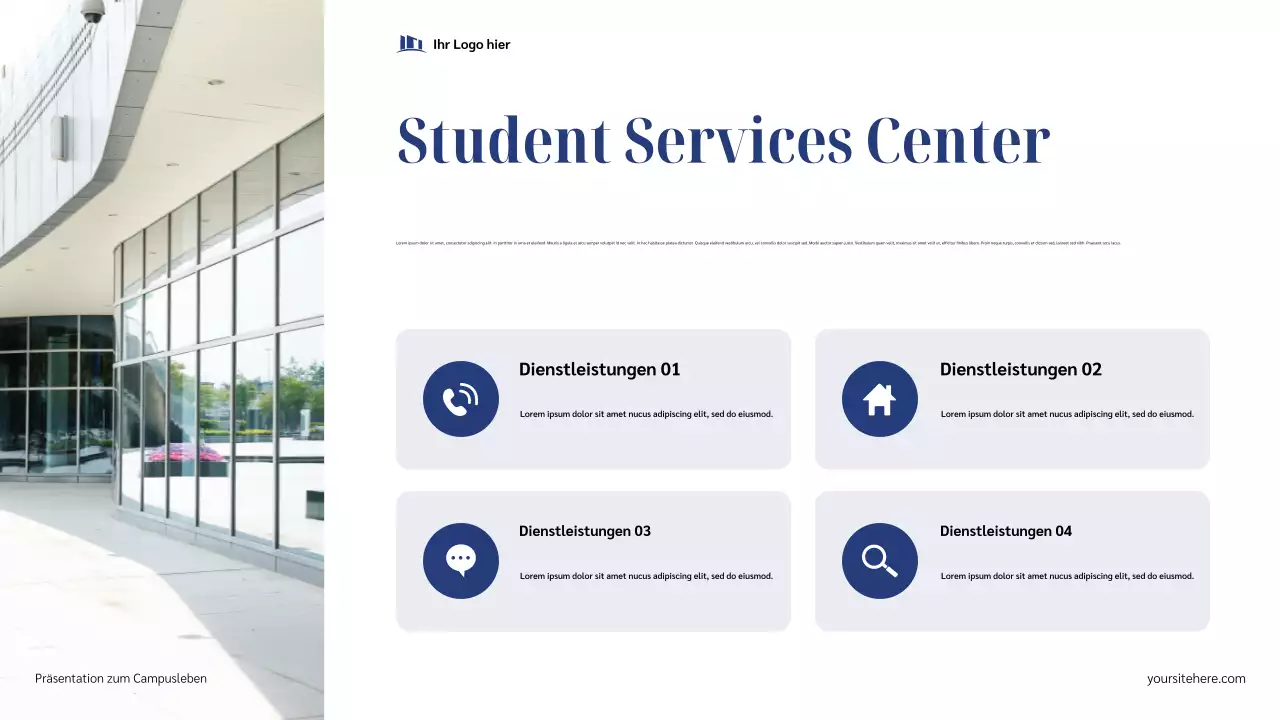 Blauer moderner Campus Präsentation