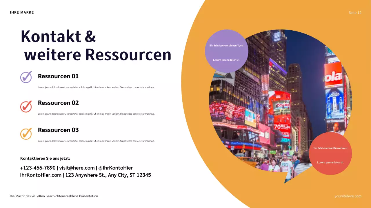 Blau-Rot-Orange Illustration Storytelling-Präsentation