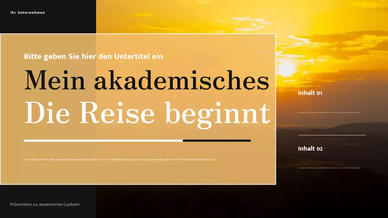Minimalistische, moderne akademische Reise in Gelb und Creme Präsentation