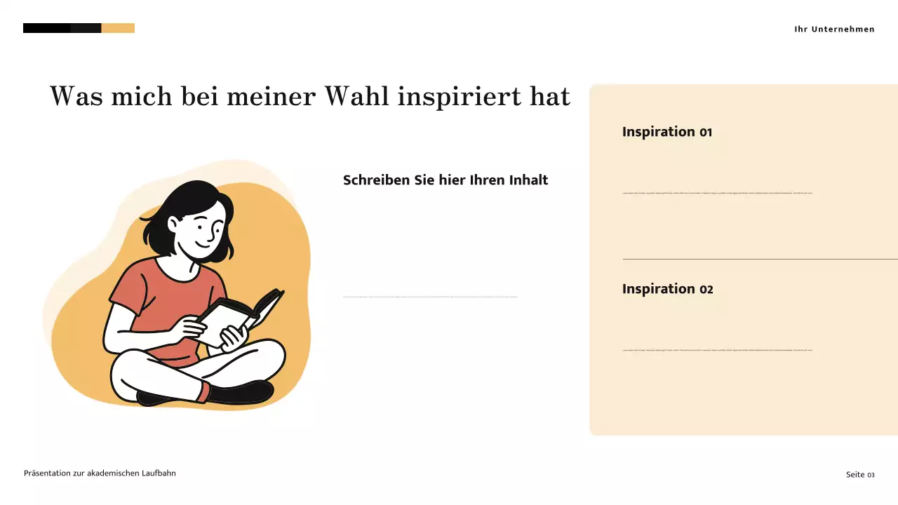 Minimalistische, moderne akademische Reise in Gelb und Creme Präsentation
