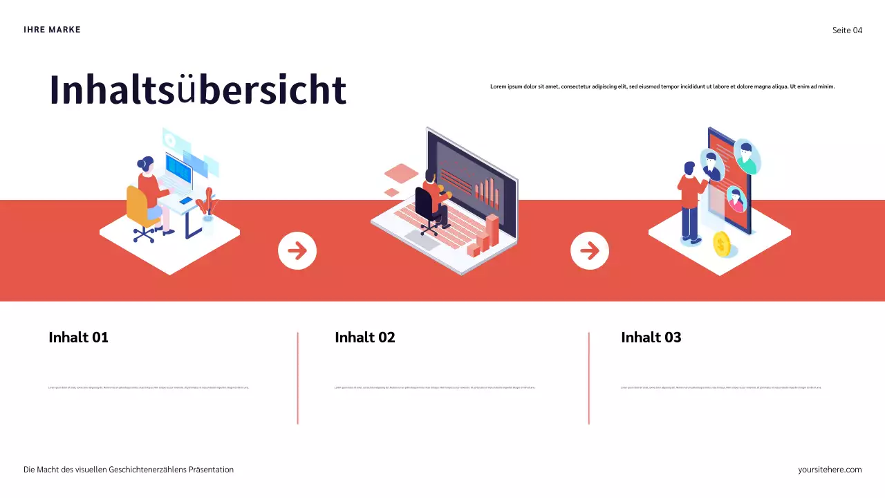 Blau-Rot-Orange Illustration Storytelling-Präsentation