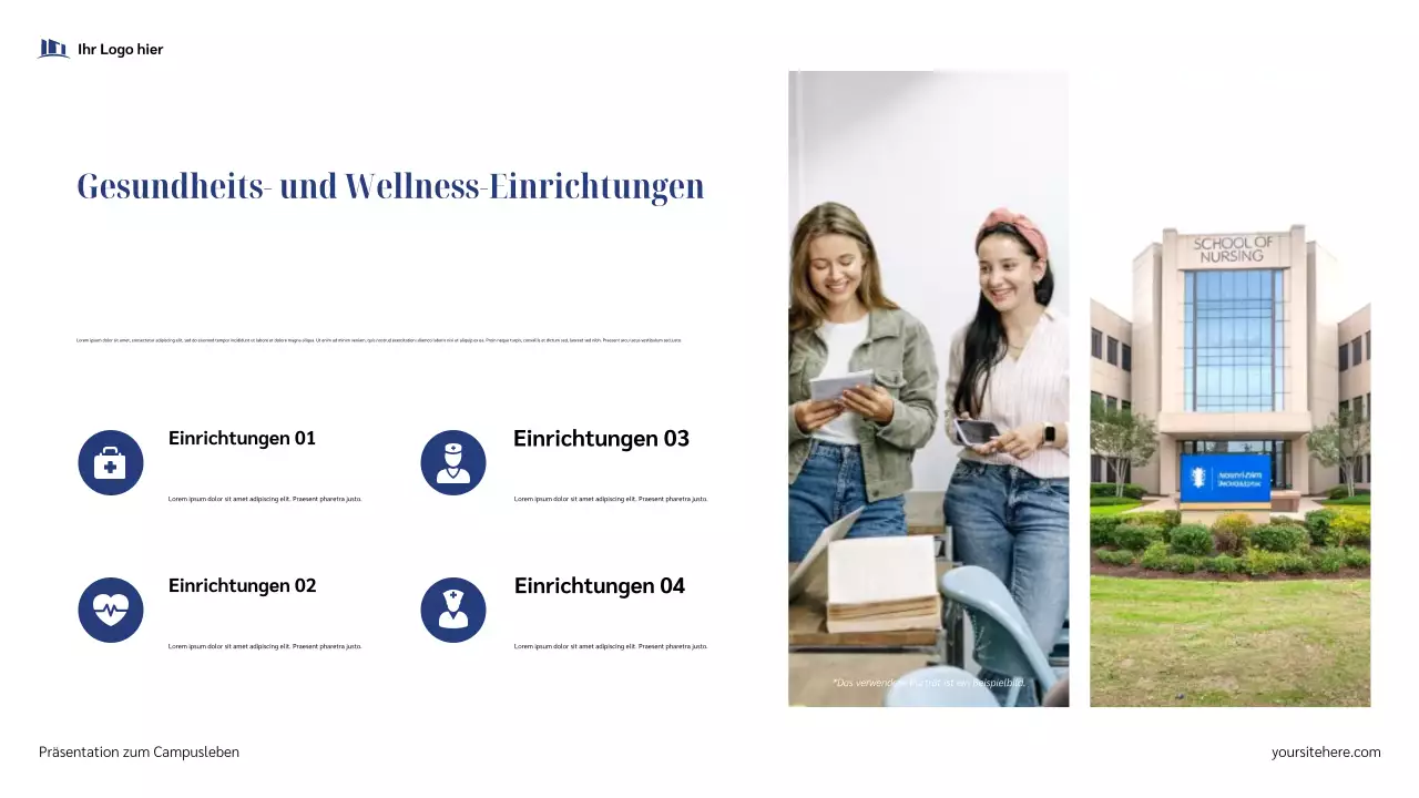 Blauer moderner Campus Präsentation