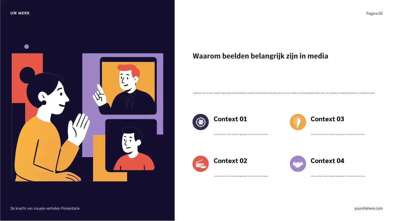 Blauw Rood en Oranje Illustratie Verhaalpresentatie