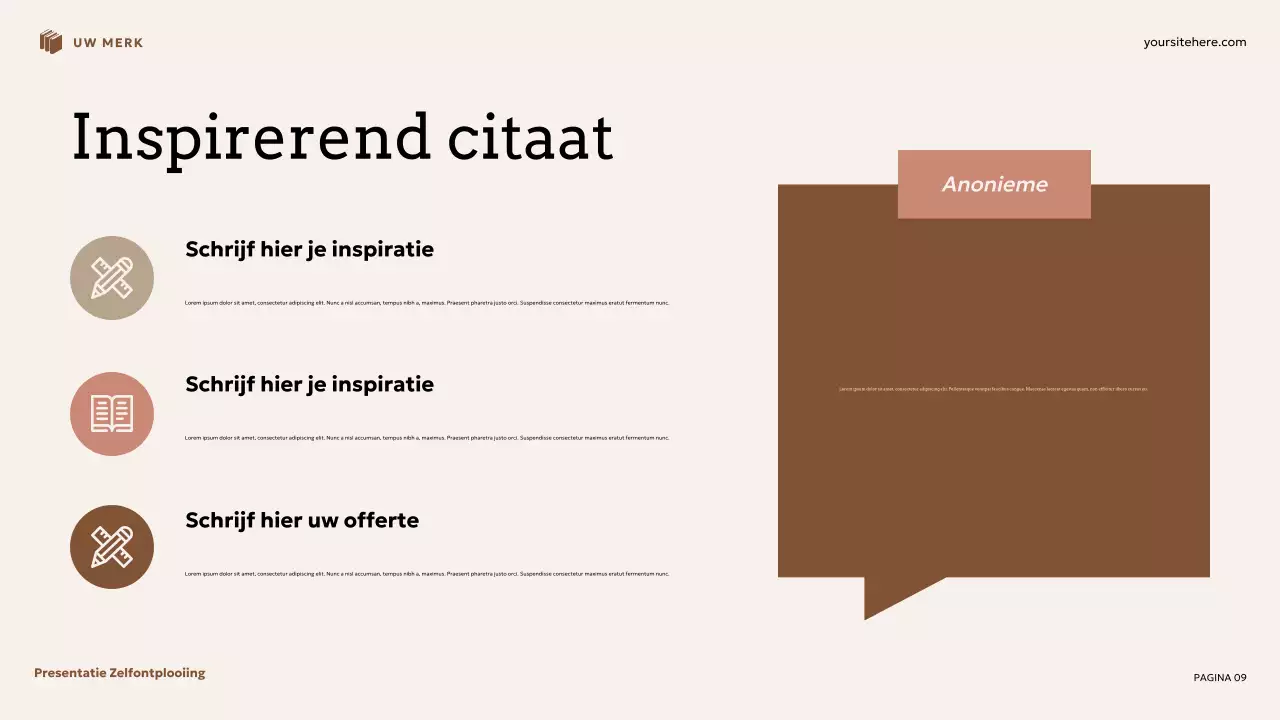 Beige en bruine bloemen zelfontwikkelingspresentatie