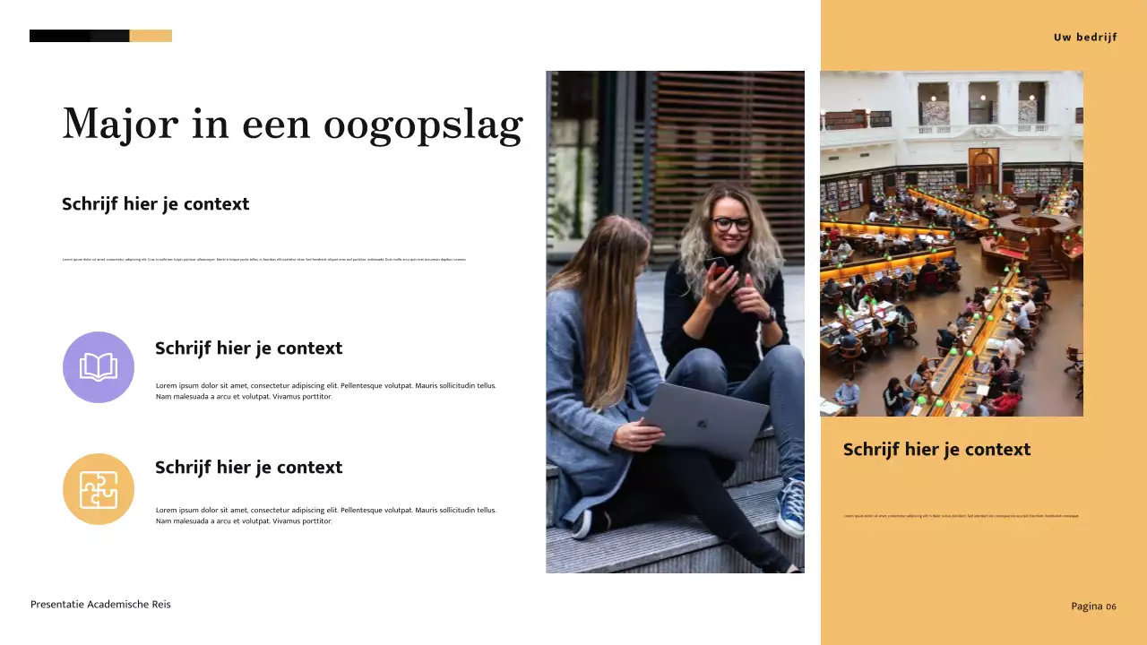 Gele en crèmekleurige minimalistische moderne academische reispresentatie