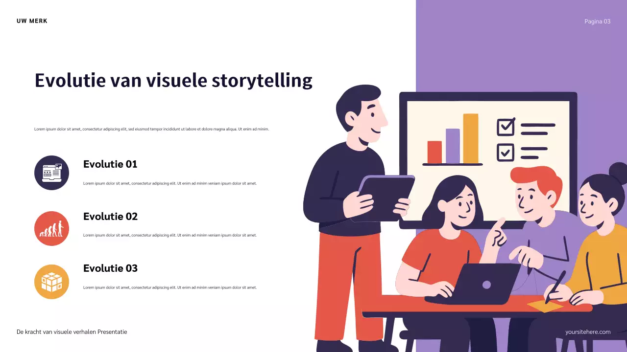 Blauw Rood en Oranje Illustratie Verhaalpresentatie