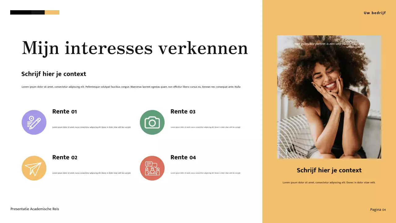 Gele en crèmekleurige minimalistische moderne academische reispresentatie