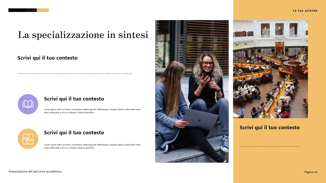 Presentazione del percorso accademico moderno minimalista giallo e crema