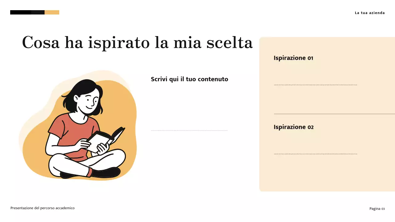 Presentazione del percorso accademico moderno minimalista giallo e crema