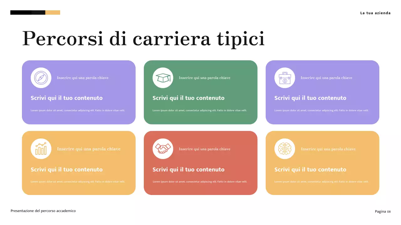 Presentazione del percorso accademico moderno minimalista giallo e crema