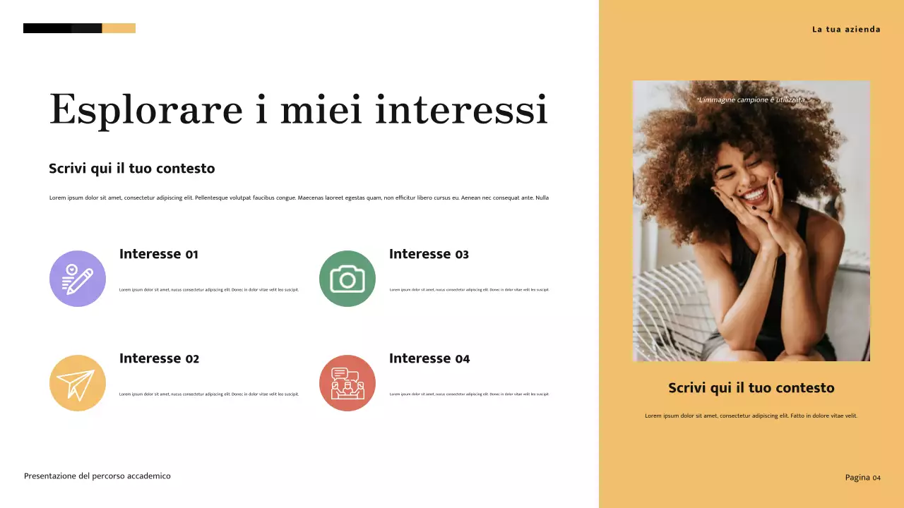 Presentazione del percorso accademico moderno minimalista giallo e crema