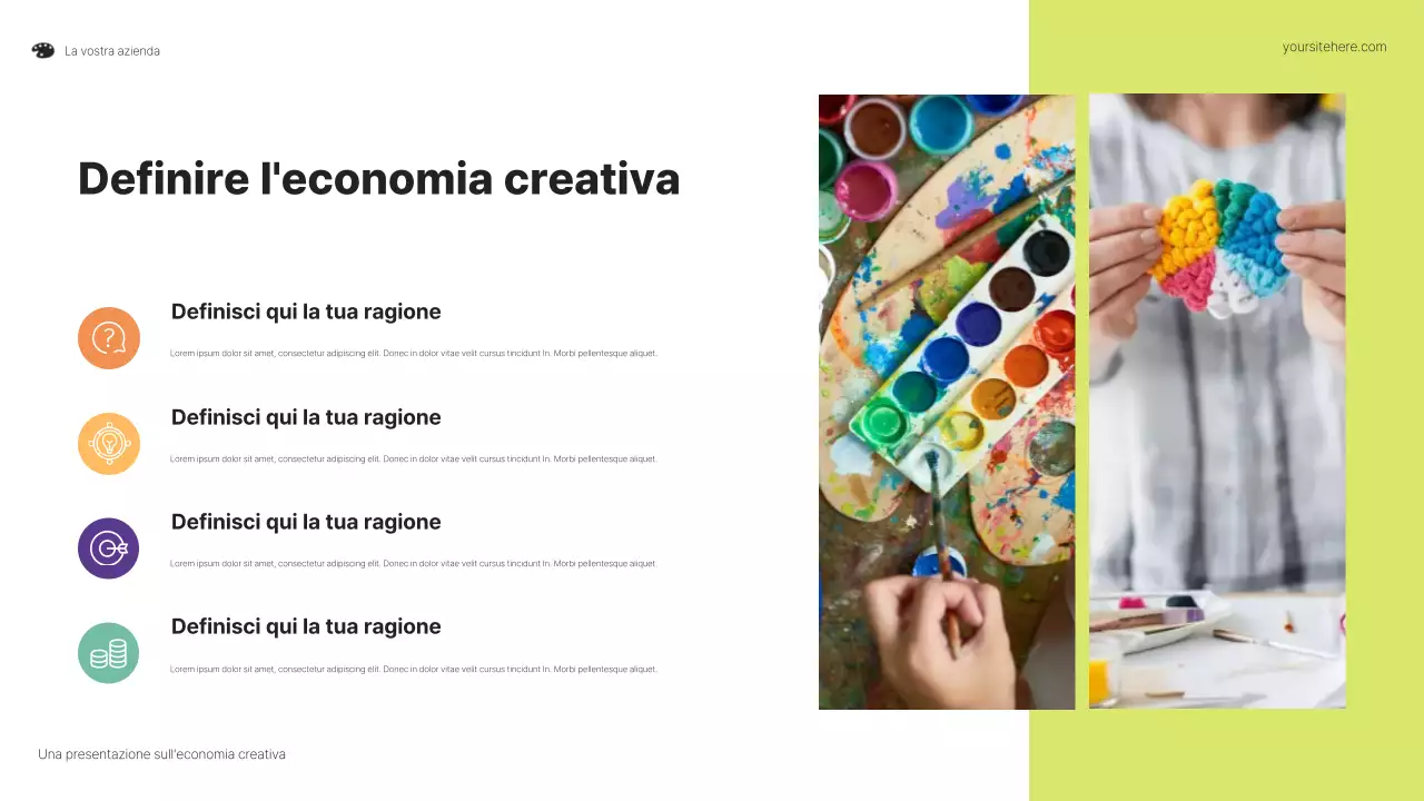 Presentazione di nuove opportunità colorate per gli artisti
