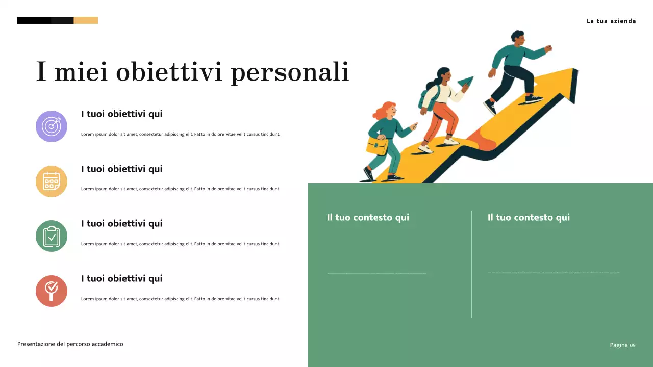 Presentazione del percorso accademico moderno minimalista giallo e crema