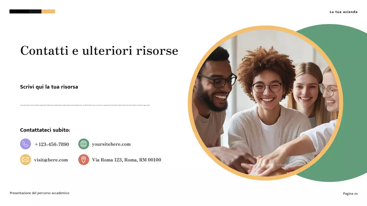 Presentazione del percorso accademico moderno minimalista giallo e crema