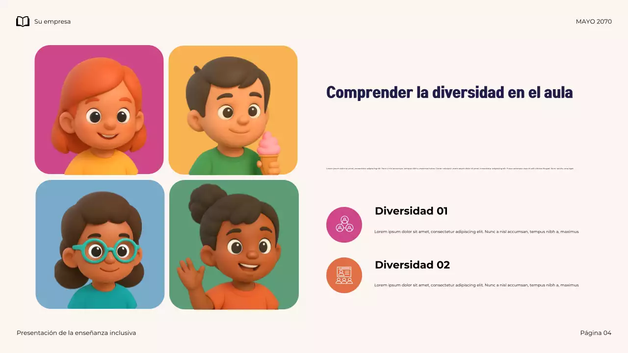 Presentación ilustrativa de enseñanza inclusiva moderna de la Marina