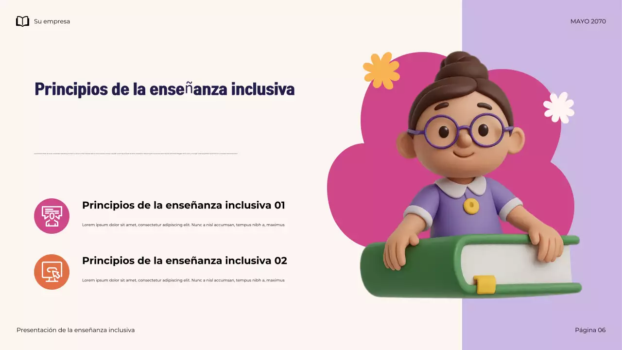 Presentación ilustrativa de enseñanza inclusiva moderna de la Marina