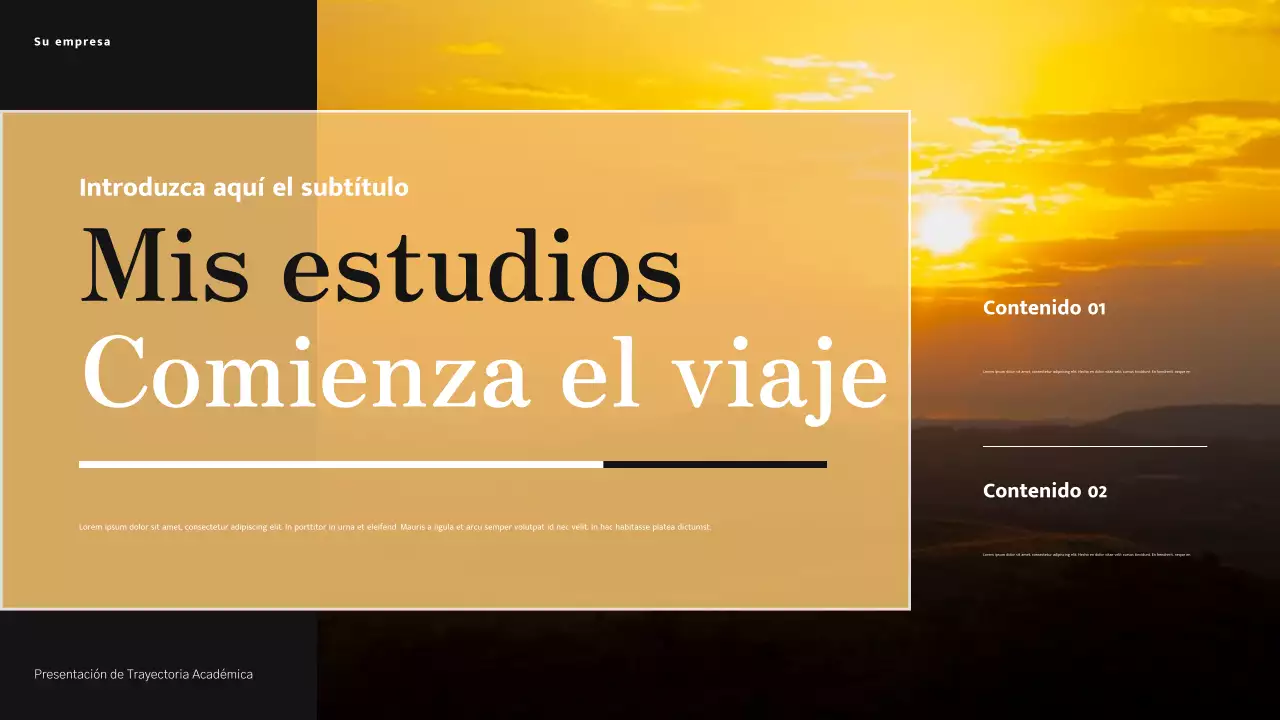 Presentación de un viaje académico moderno minimalista en amarillo y crema