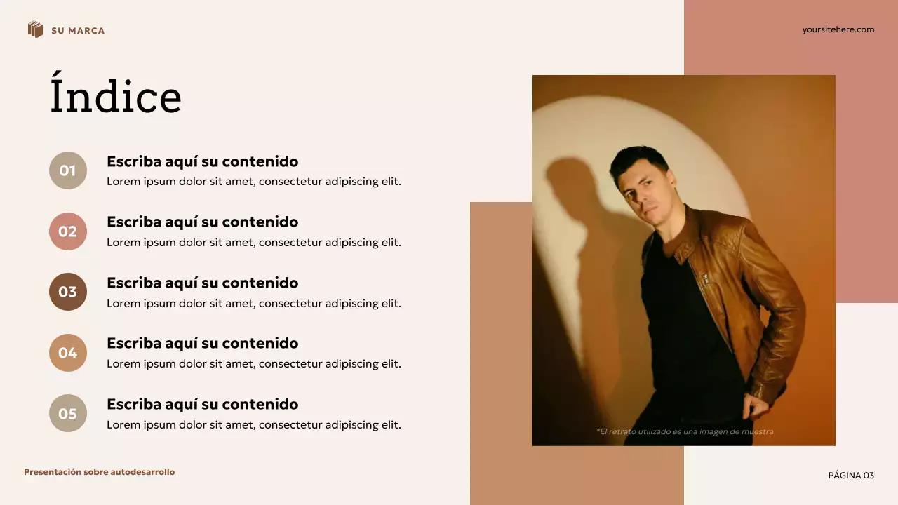 Presentación de autodesarrollo floral beige y marrón