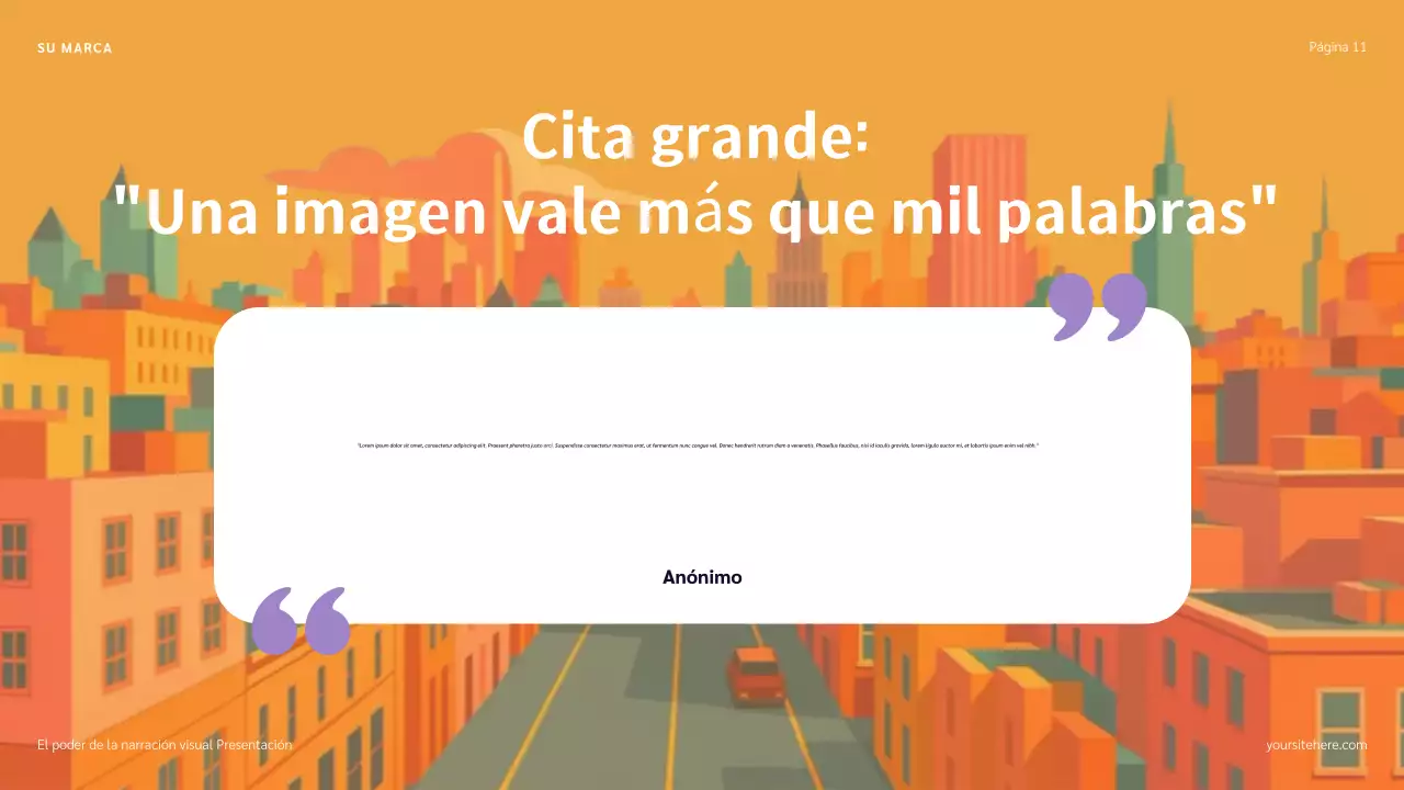 Presentación de narración de historias con ilustración azul, roja y naranja