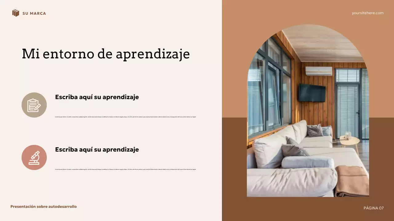 Presentación de autodesarrollo floral beige y marrón