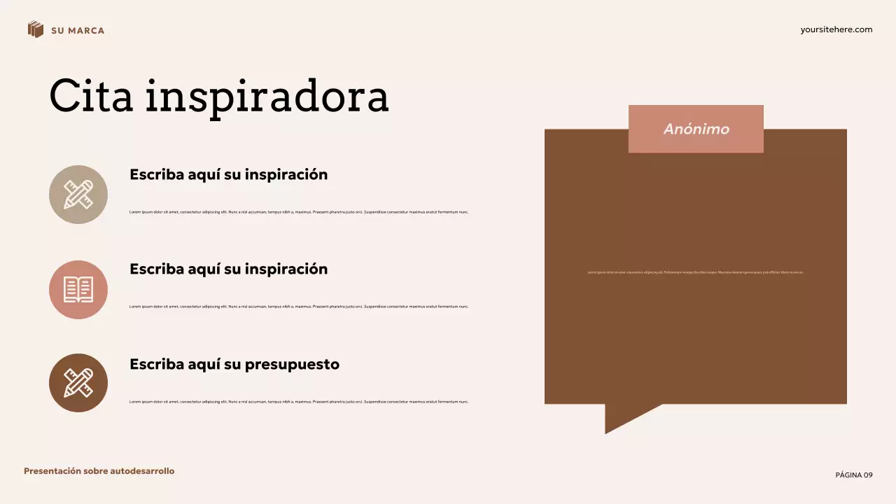 Presentación de autodesarrollo floral beige y marrón