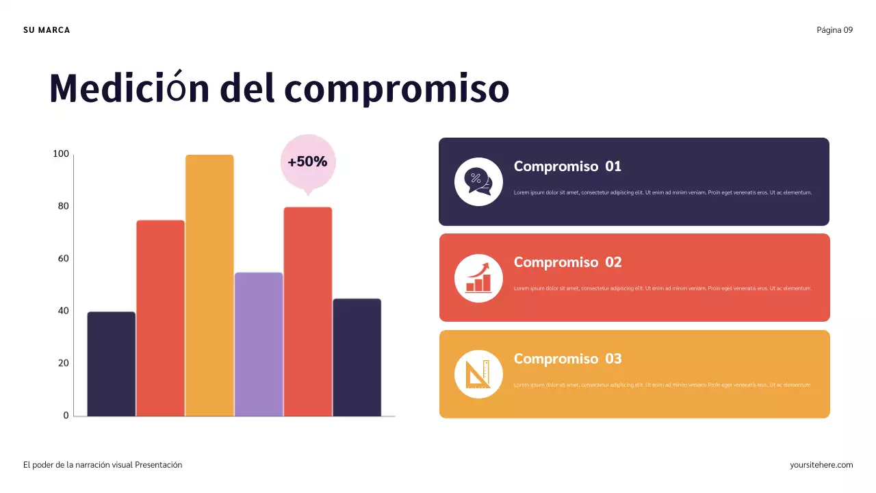 Presentación de narración de historias con ilustración azul, roja y naranja