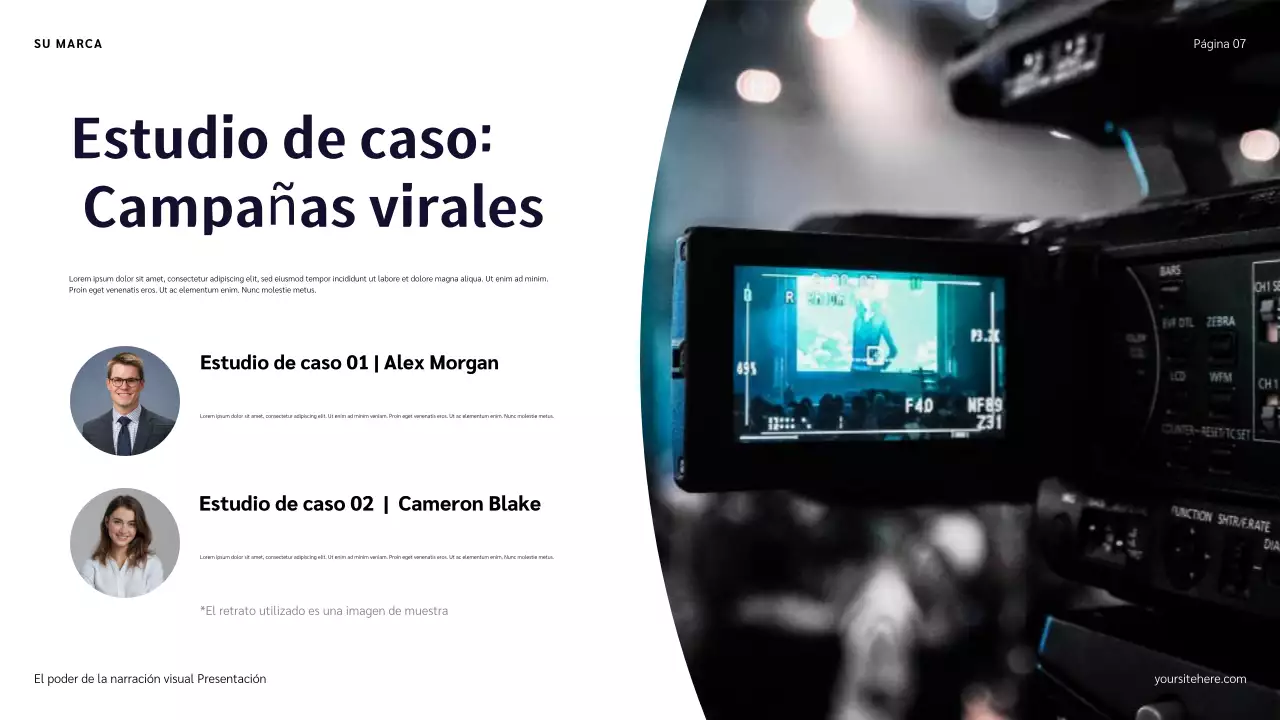 Presentación de narración de historias con ilustración azul, roja y naranja