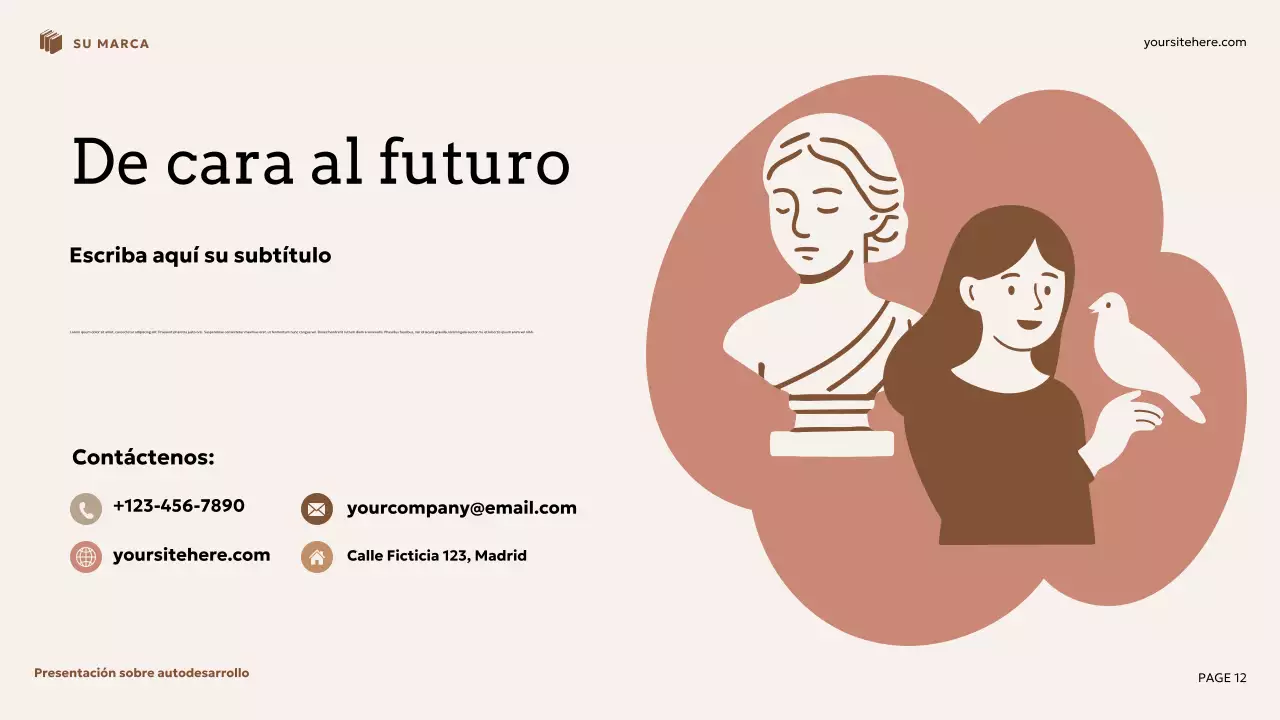 Presentación de autodesarrollo floral beige y marrón