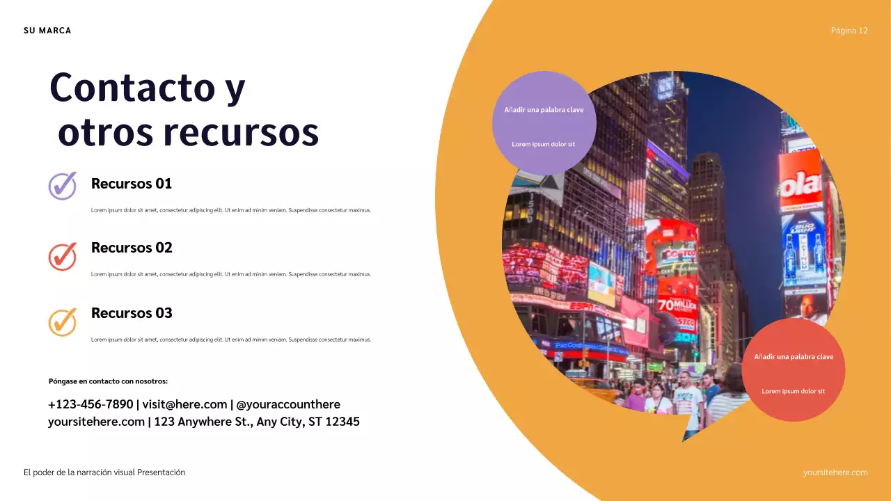 Presentación de narración de historias con ilustración azul, roja y naranja