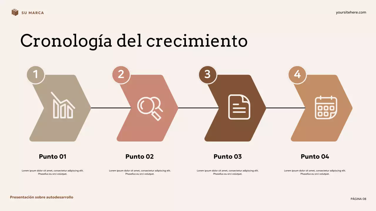 Presentación de autodesarrollo floral beige y marrón