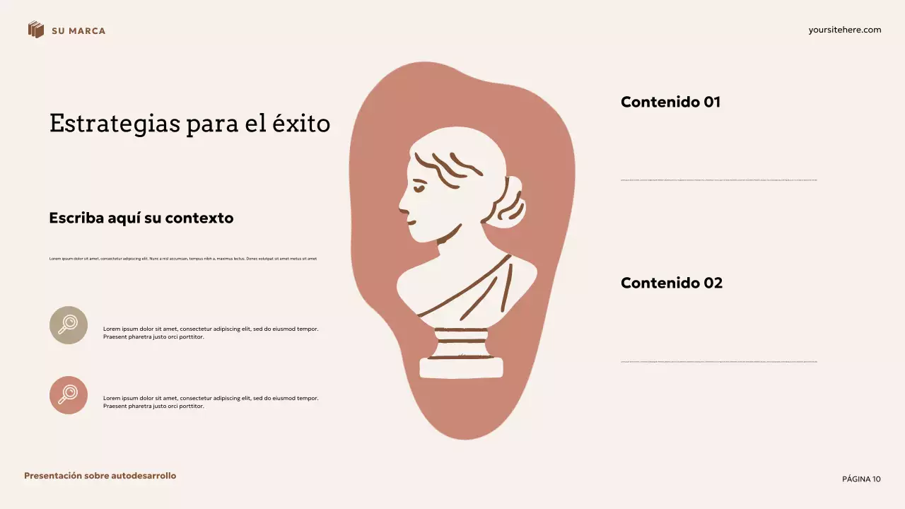 Presentación de autodesarrollo floral beige y marrón