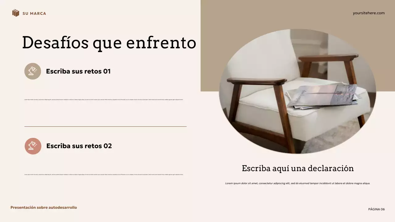 Presentación de autodesarrollo floral beige y marrón