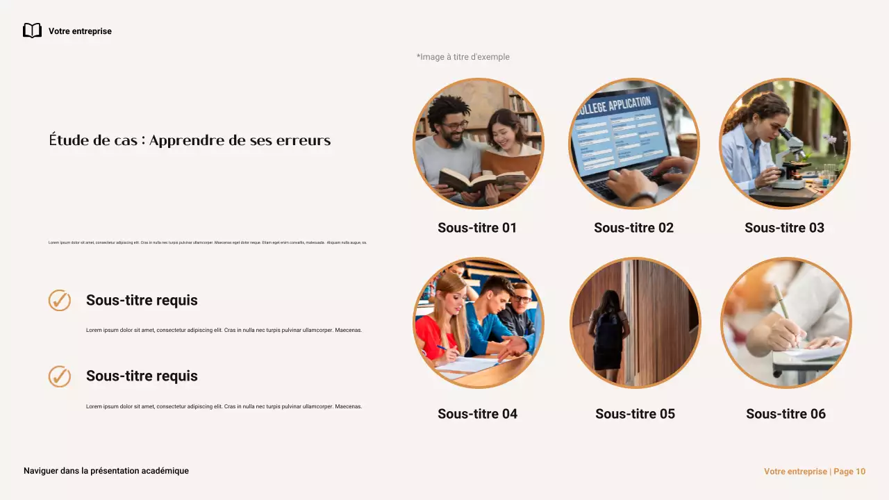 Présentation minimaliste marron et orange sur la navigation dans l'intégrité académique à l'université