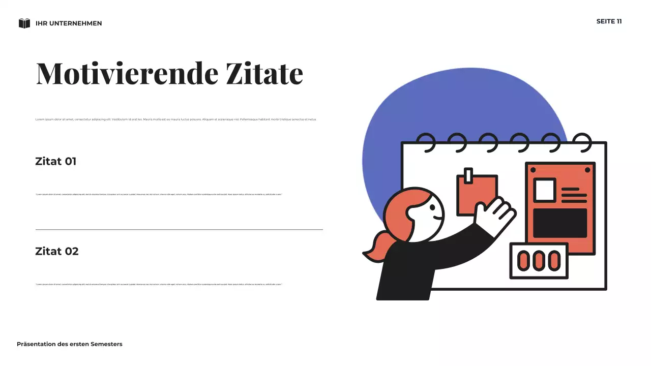 Navy Minimal Meine Vision für das erste Semester Präsentation