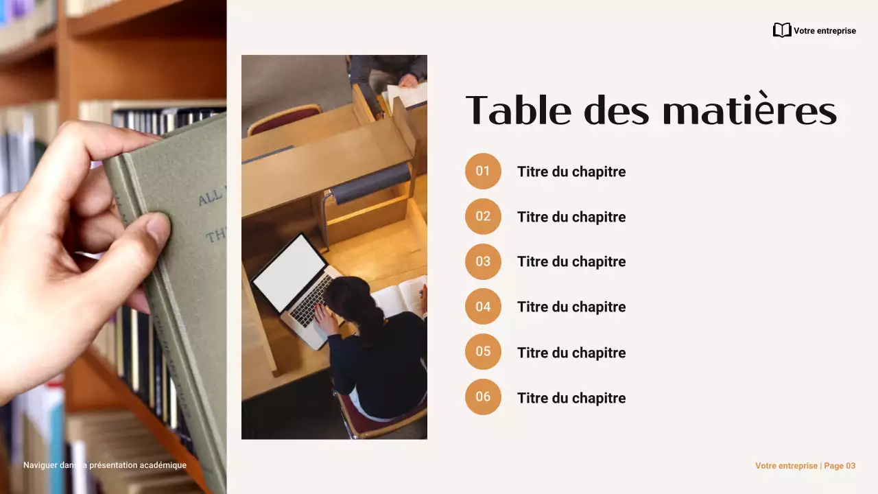 Présentation minimaliste marron et orange sur la navigation dans l'intégrité académique à l'université
