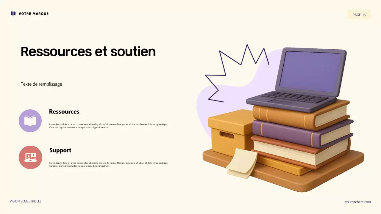 Illustration 3D violette et orange : présentation des objectifs personnels