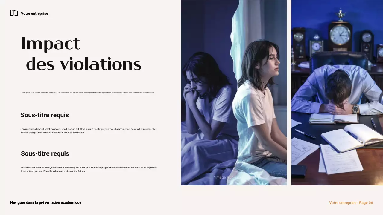 Présentation minimaliste marron et orange sur la navigation dans l'intégrité académique à l'université