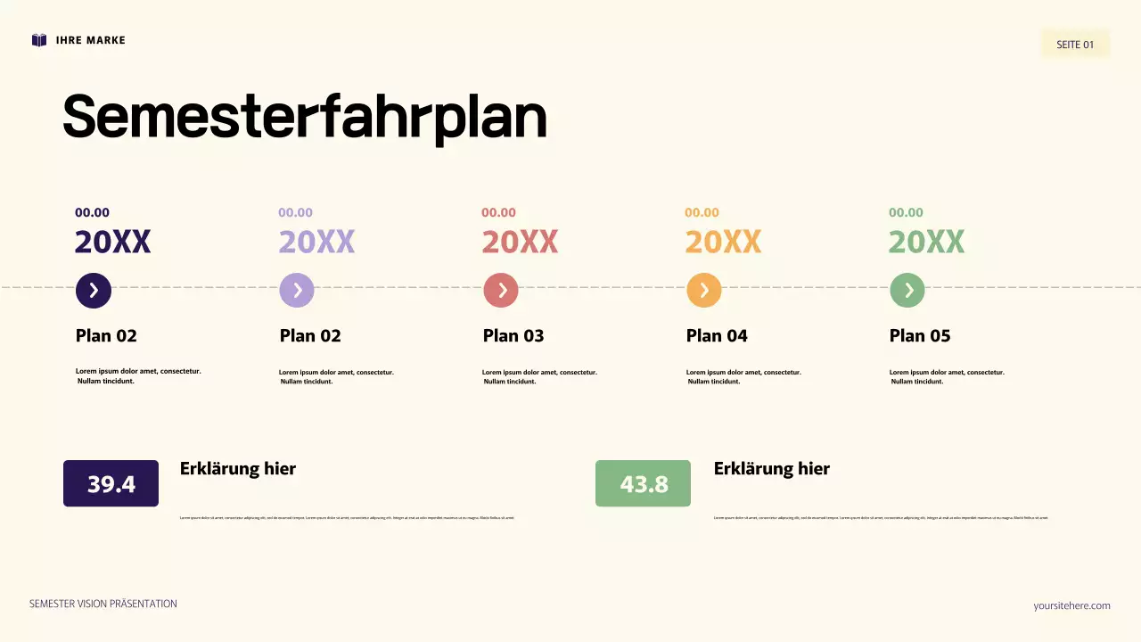 Lila und orange 3D-Illustration persönlicher Ziele Präsentation