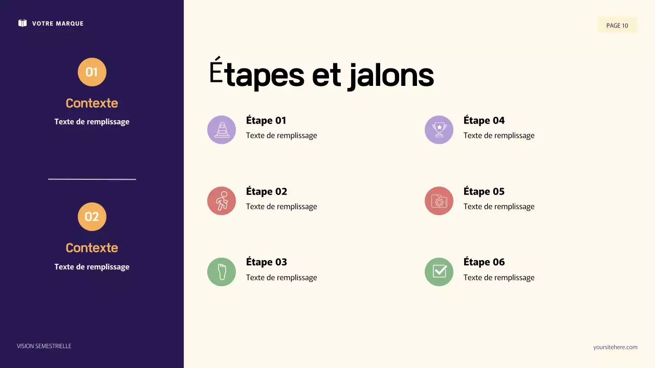 Illustration 3D violette et orange : présentation des objectifs personnels