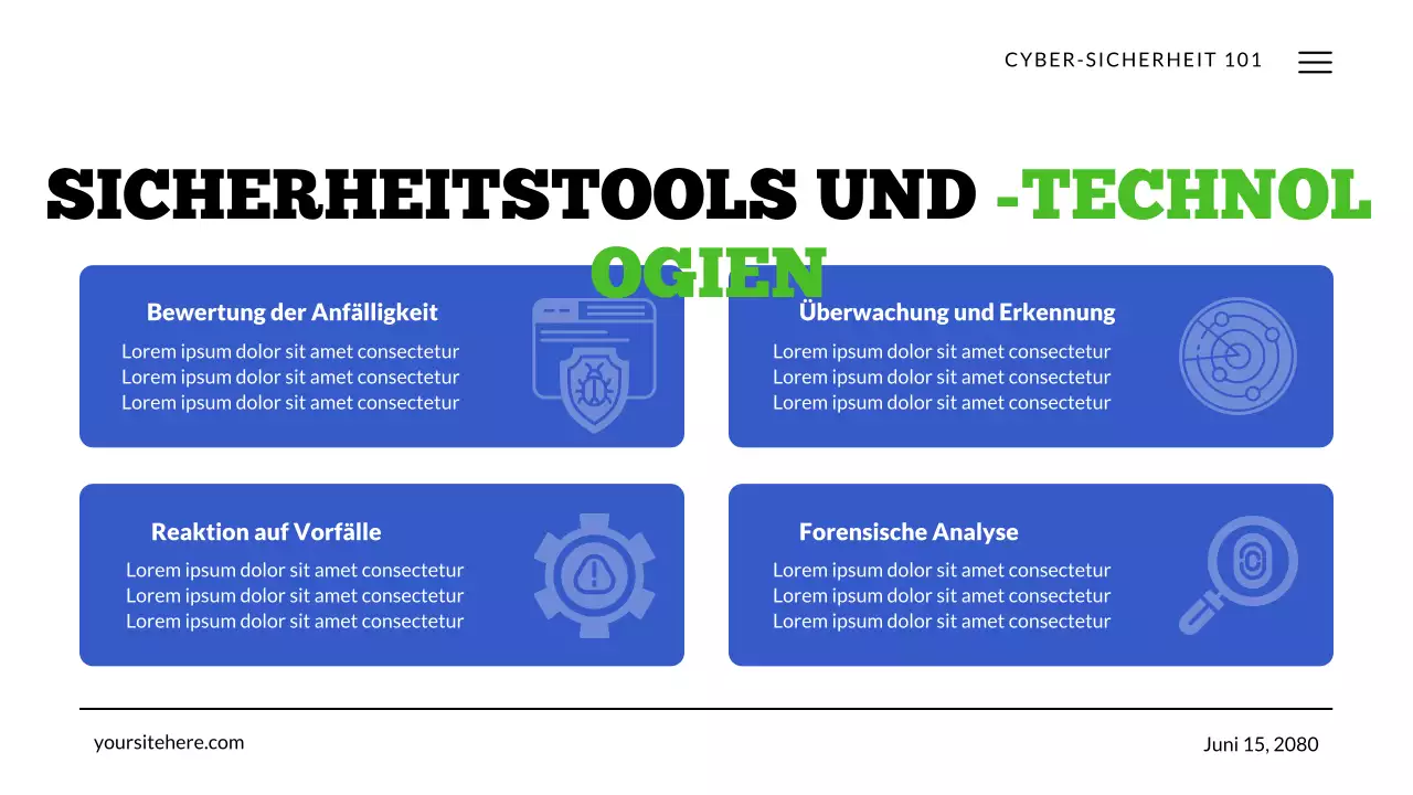 Cybersicherheitstechnologie Grün und Blau Präsentation