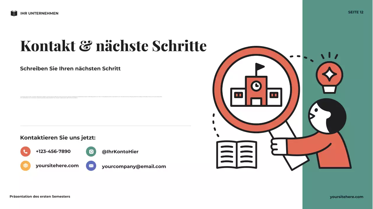 Navy Minimal Meine Vision für das erste Semester Präsentation