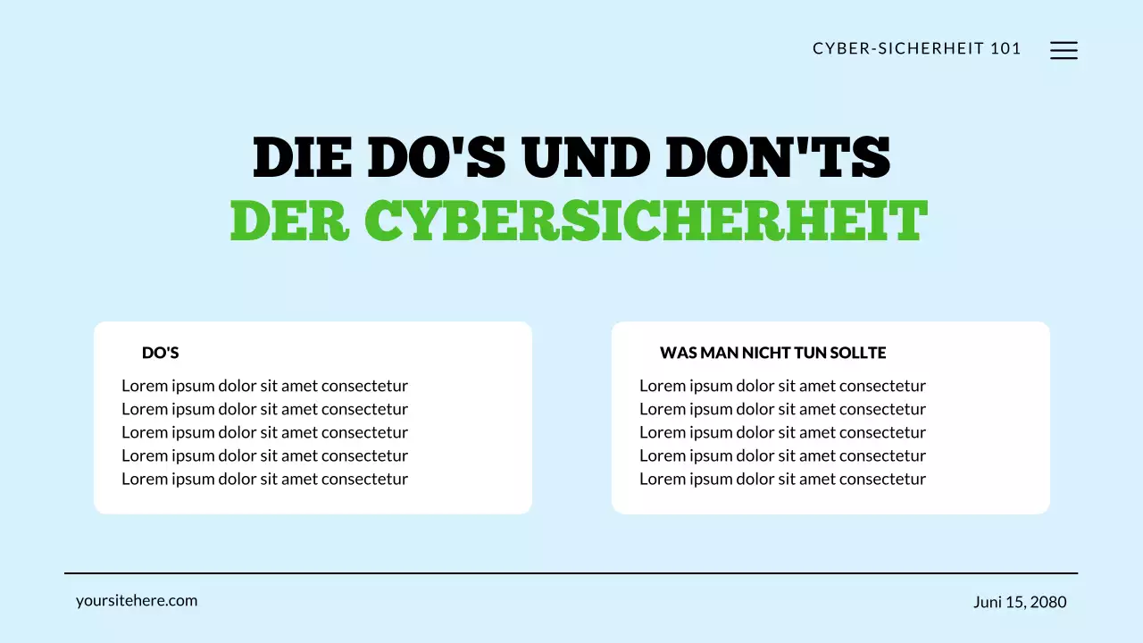 Cybersicherheitstechnologie Grün und Blau Präsentation