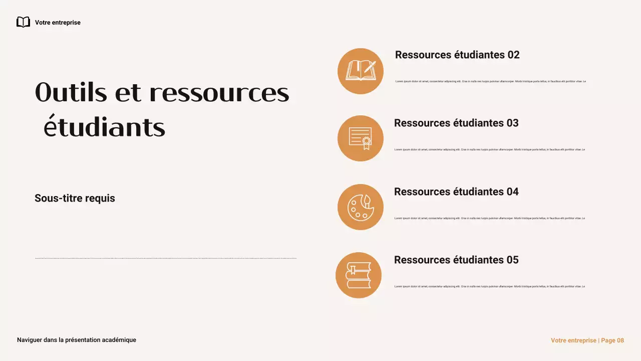 Présentation minimaliste marron et orange sur la navigation dans l'intégrité académique à l'université