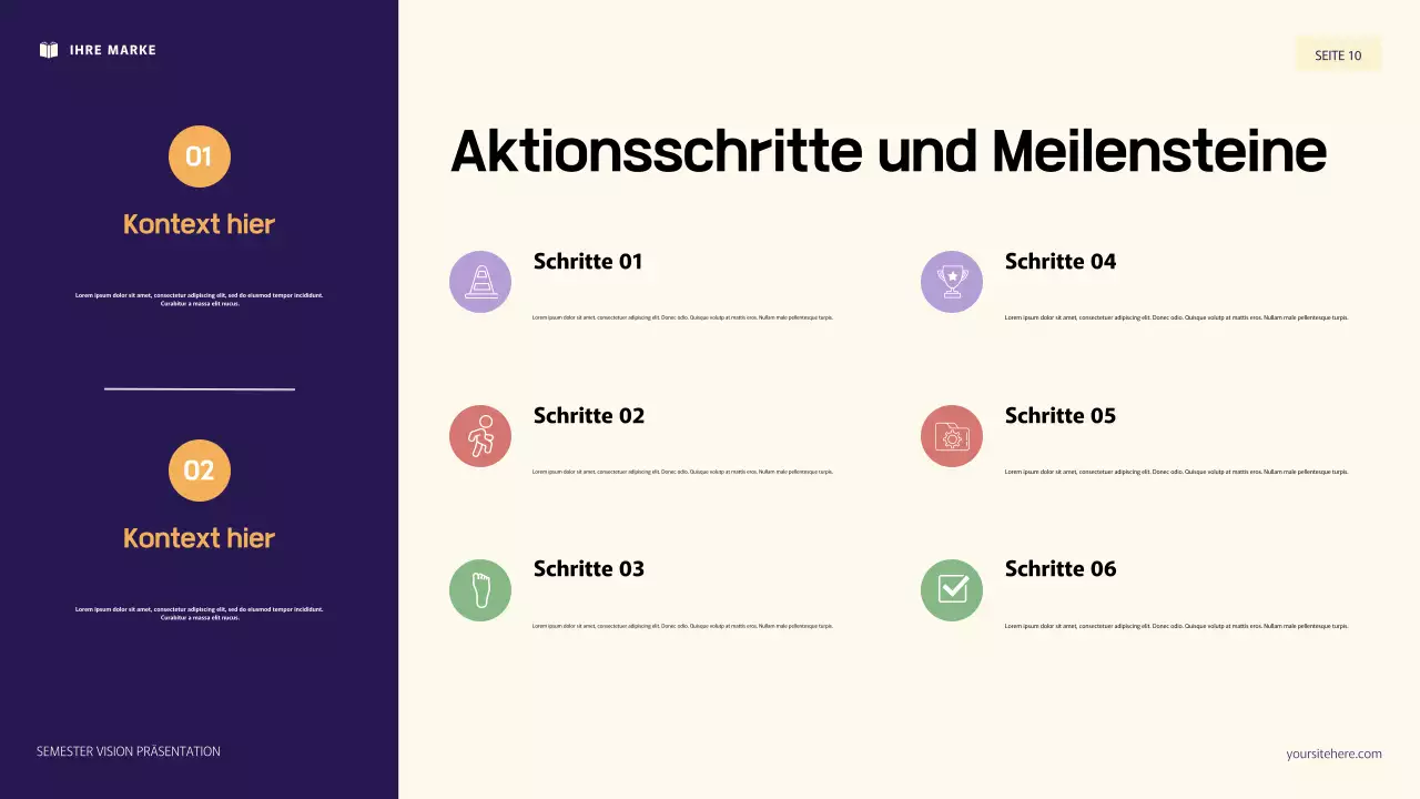 Lila und orange 3D-Illustration persönlicher Ziele Präsentation