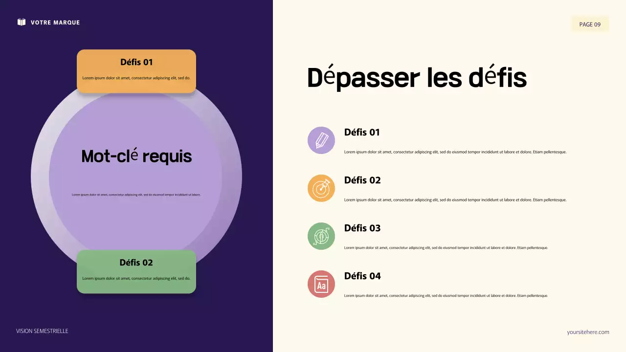 Illustration 3D violette et orange : présentation des objectifs personnels